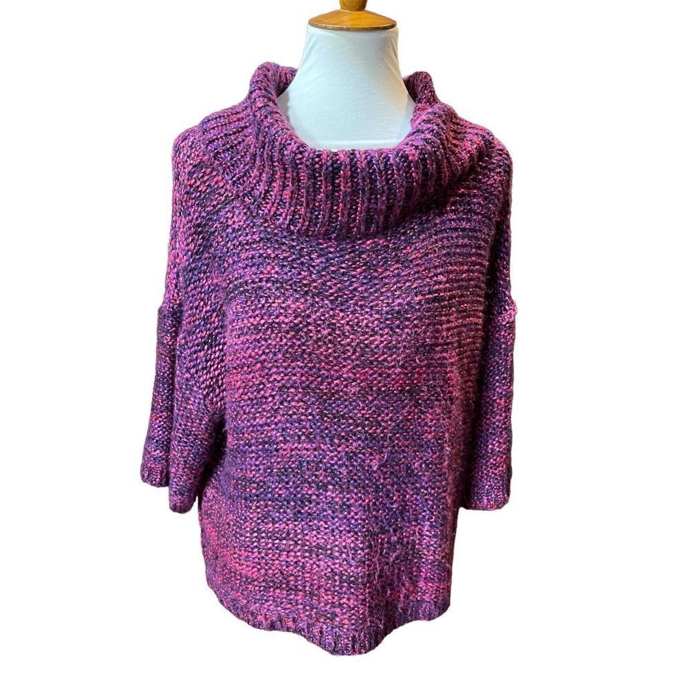 Vintage 212 New York Multi Color Cowl Neck Purple Tone Sweater XL